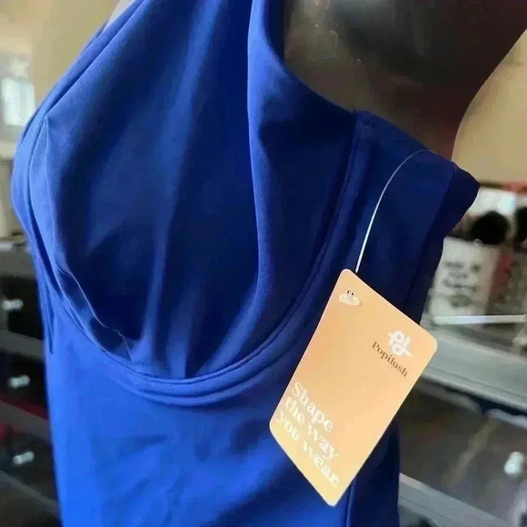 POPILUSH Shapewear Swimsuit Deep V-Neck One-Piece Low-Back - Picture 5 of 10